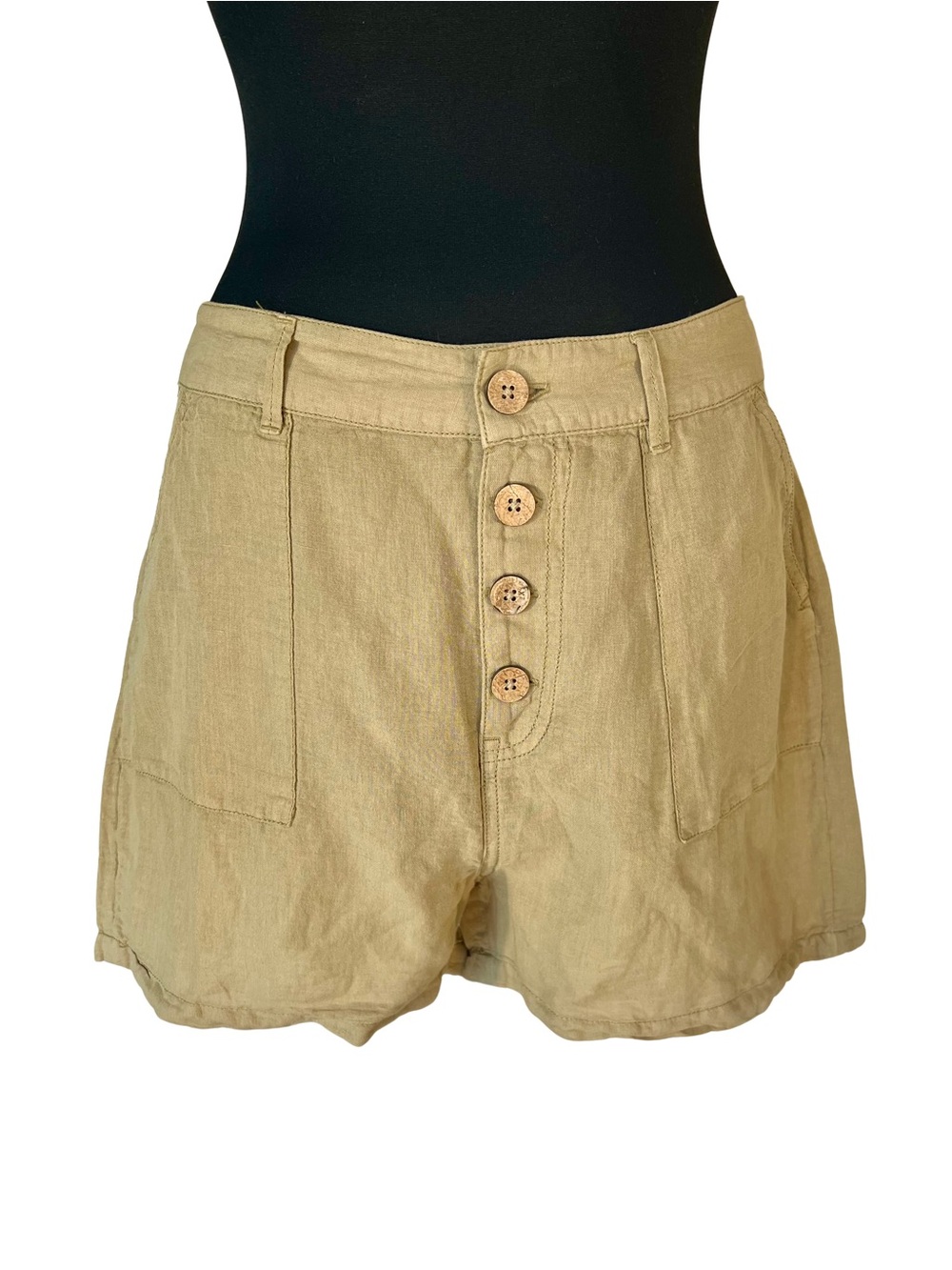 Rip Curl High-Waist Button-Front Shorts in Khaki